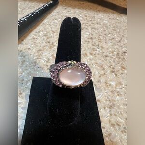 BARBARA BIXBY Pink MOP Doublet Pink Tourmaline Gemstones SS 18K Gold Ring Size 7